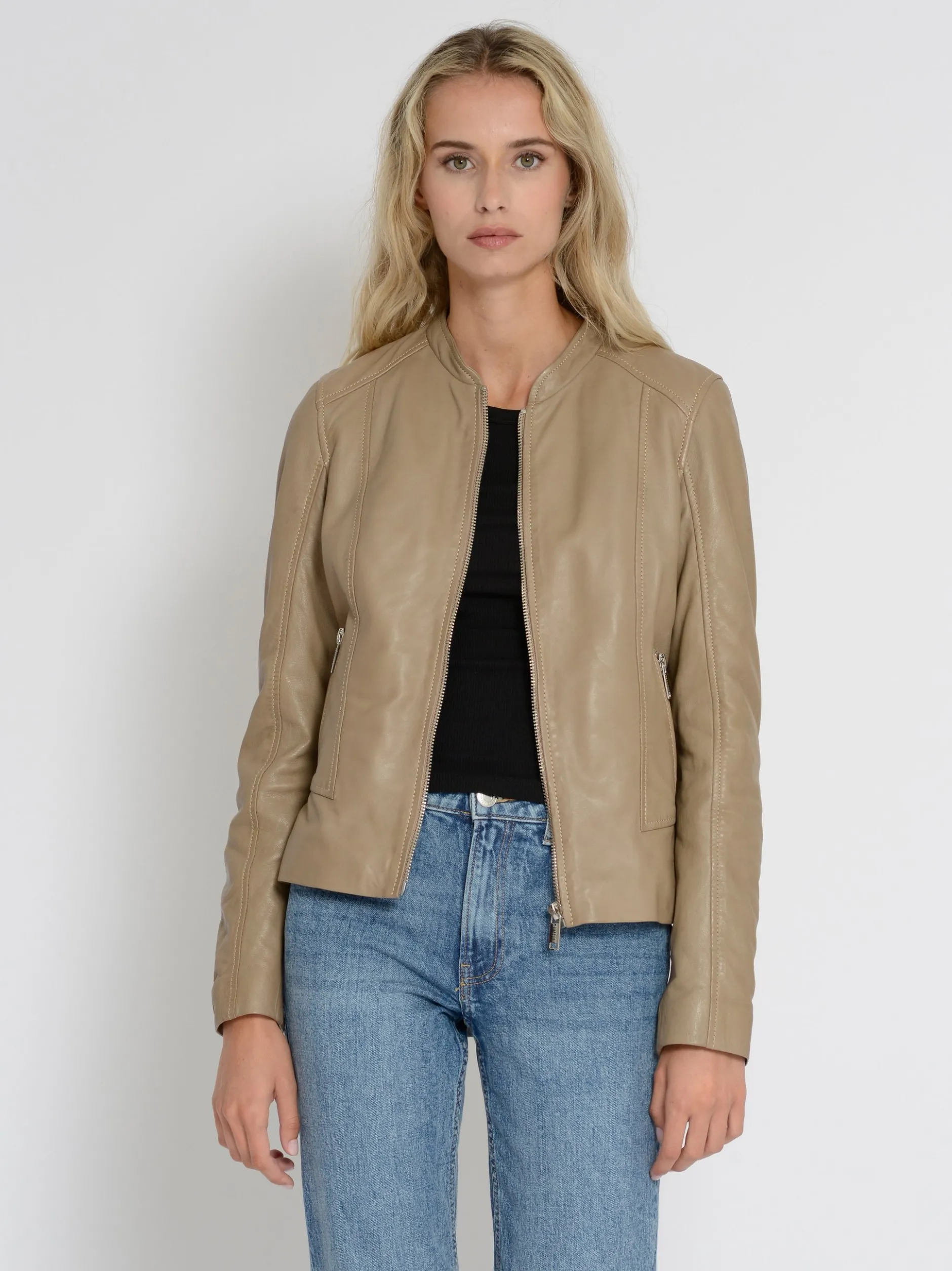 Mustang Damen Lederjacke in grau