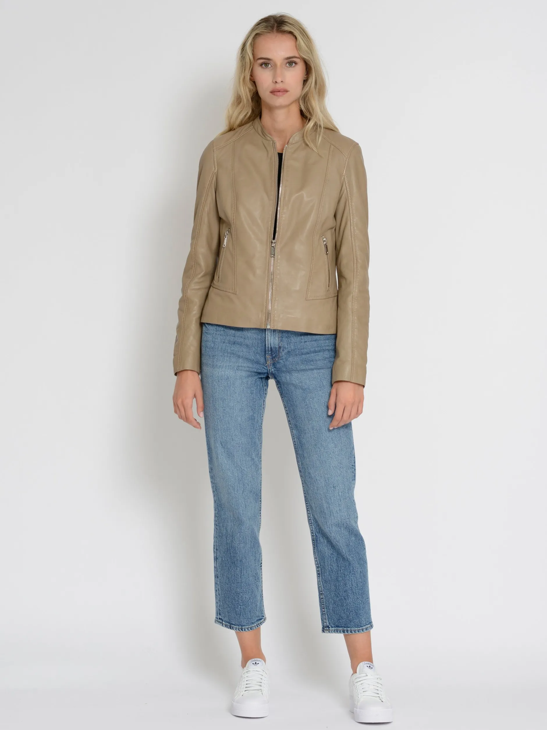 Mustang Damen Lederjacke in grau