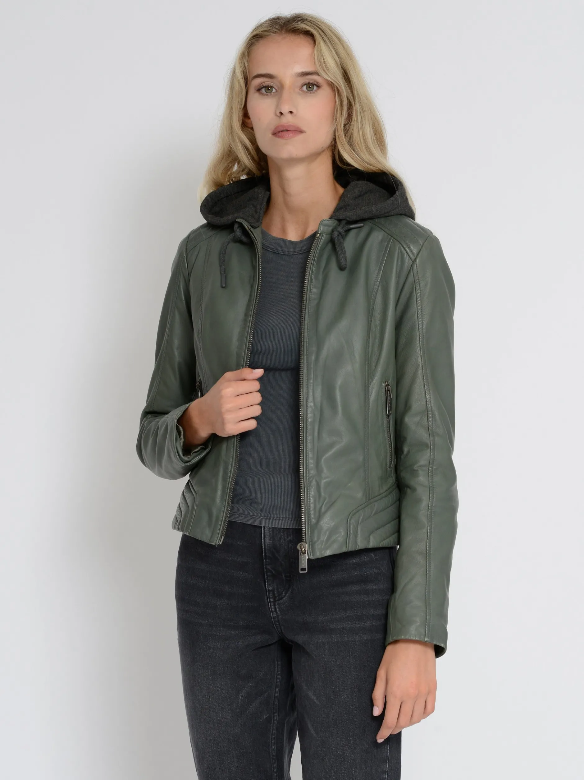 Mustang Damen Lederjacke in oliv