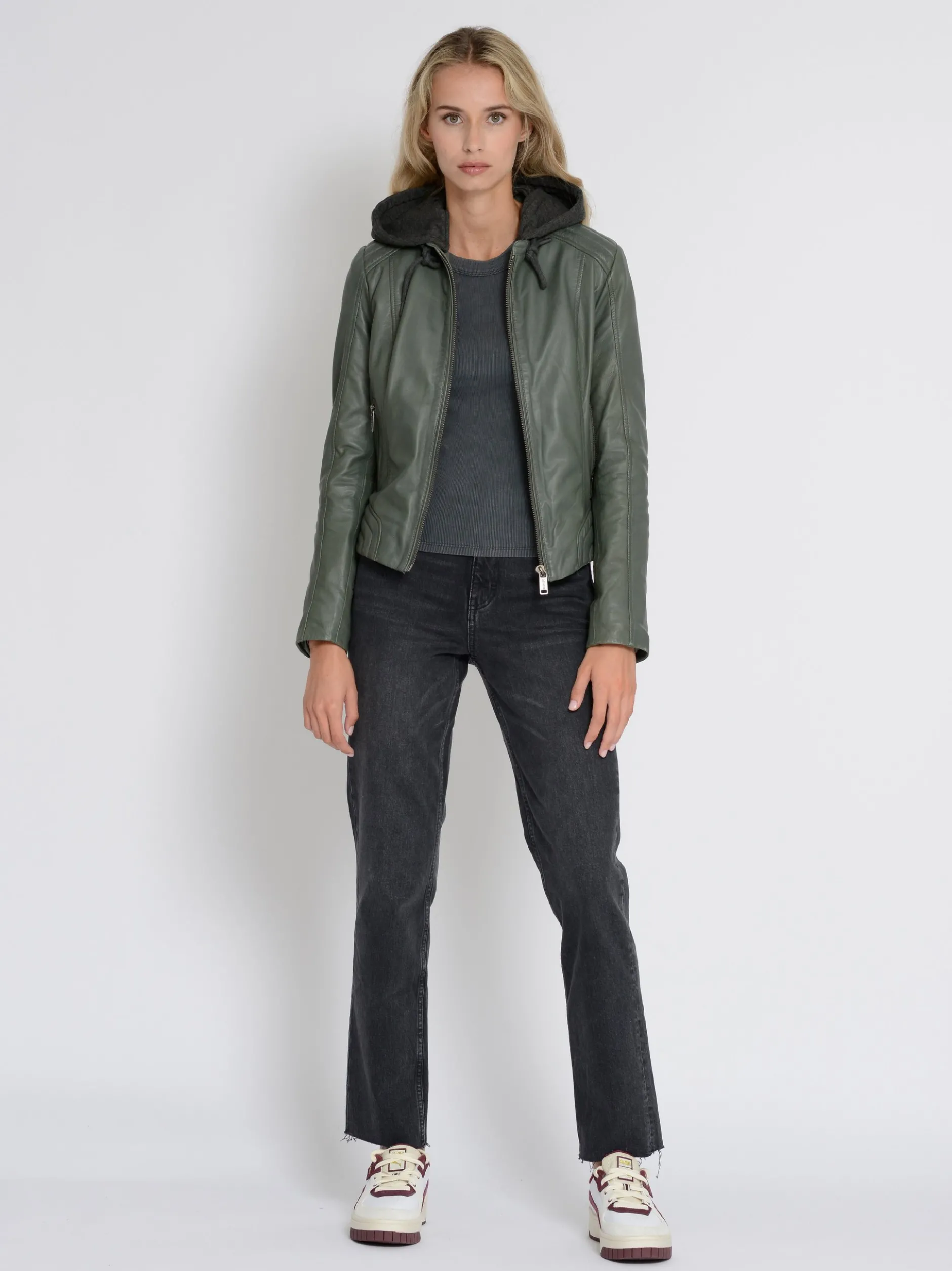 Mustang Damen Lederjacke in oliv
