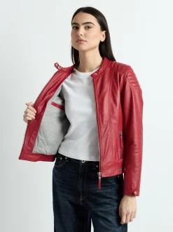 Mustang Damen Lederjacke in rot