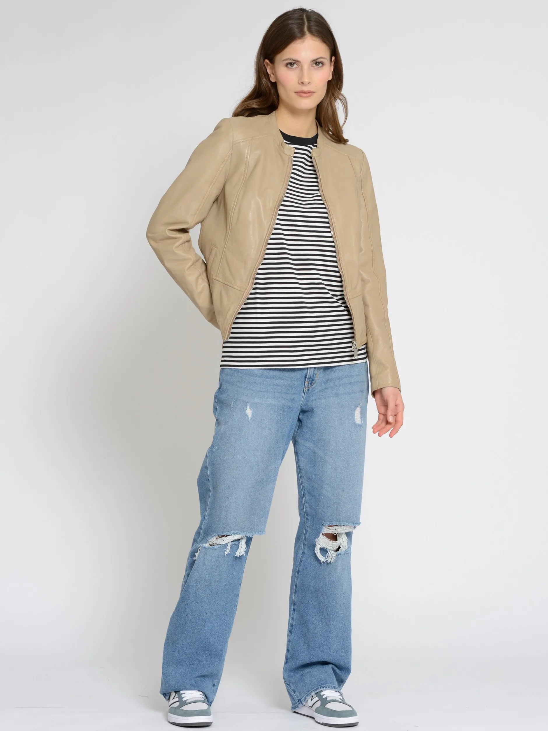 Mustang Damen Lederjacke in sand