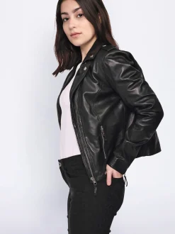 Mustang Damen Lederjacke in schwarz