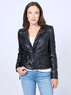 Mustang Damen Lederjacke in schwarz