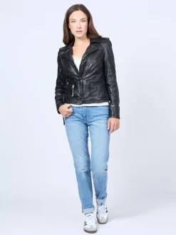 Mustang Damen Lederjacke in schwarz