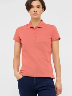 Mustang Damen Polo in rosa - Ausschnitt: Henley