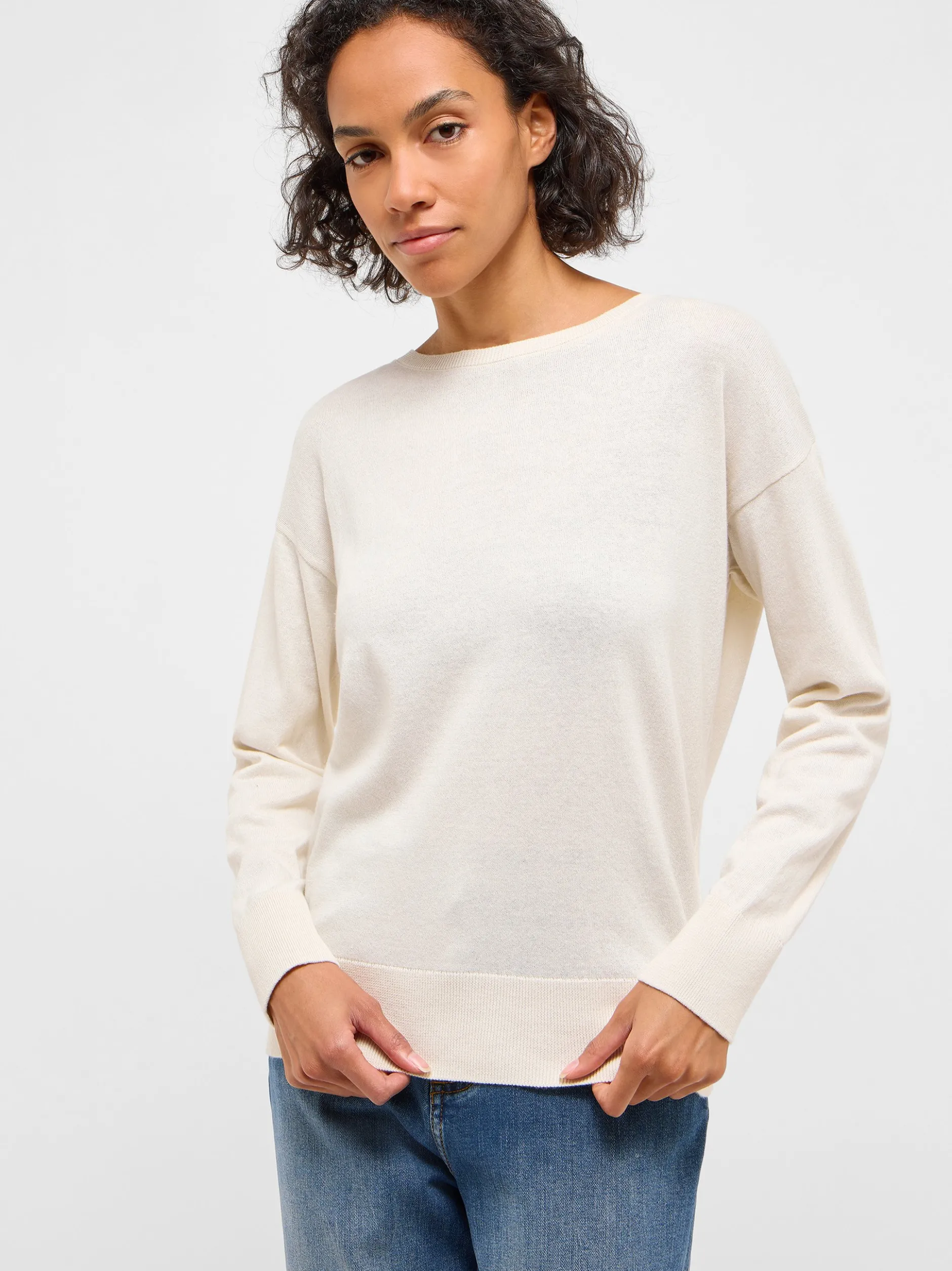 Mustang Damen Strickpullover in ecru - Ärmel: langarm
