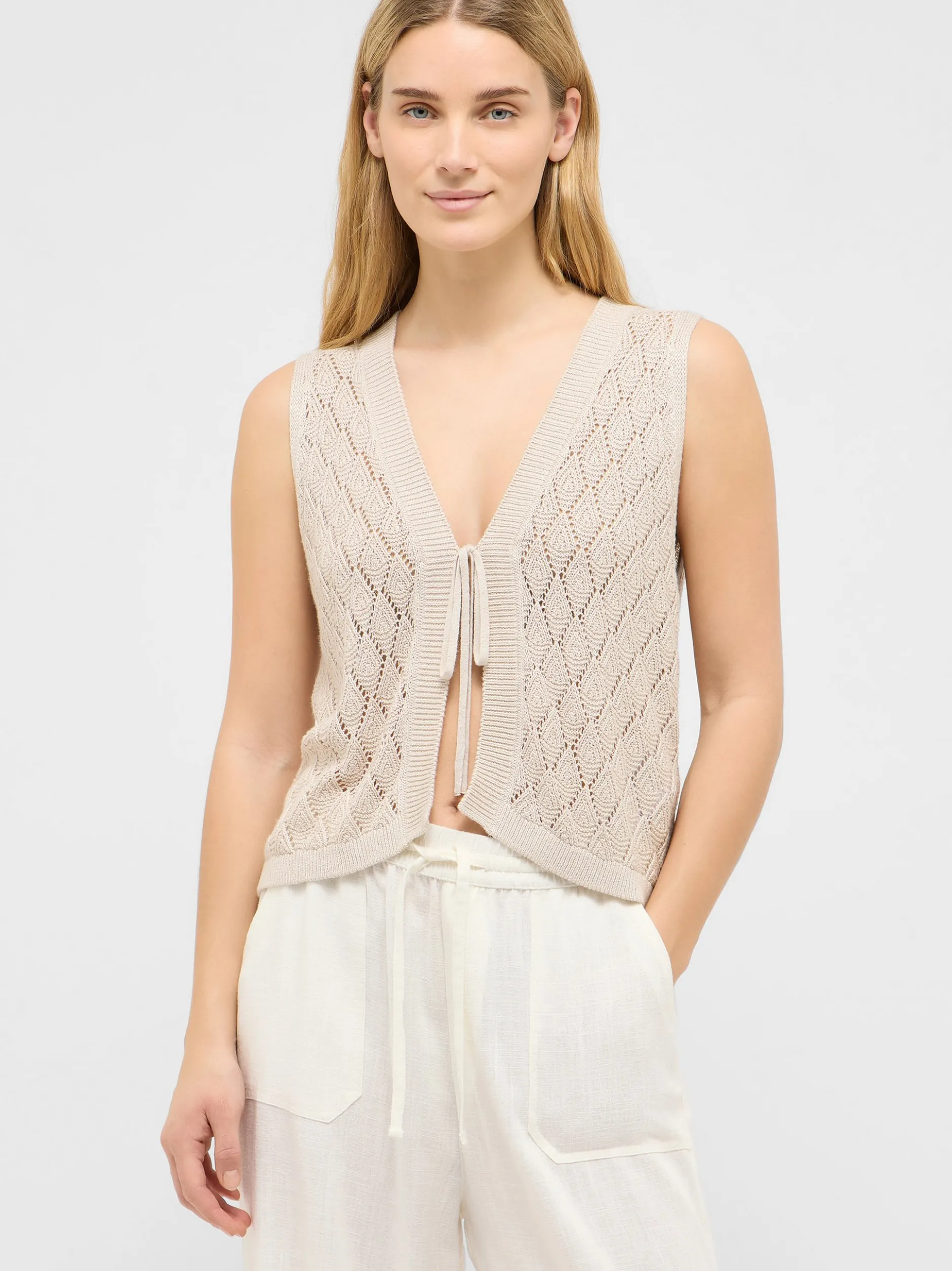 Mustang Damen Strickweste in beige