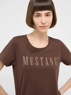 Mustang Damen T-Shirt in braun - Ausschnitt: Rundhals