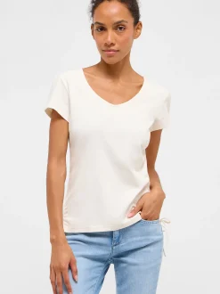 Mustang Damen T-Shirt in ecru - Ausschnitt: V-Ausschnitt