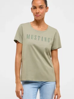 Mustang Damen T-Shirt in lind - Ausschnitt: Rundhals