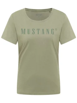 Mustang Damen T-Shirt in lind - Ausschnitt: Rundhals