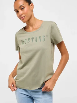 Mustang Damen T-Shirt in lind - Ausschnitt: Rundhals