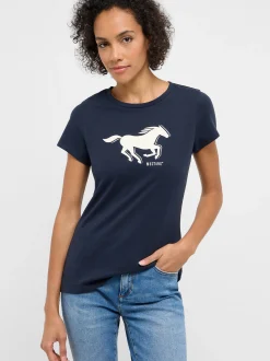 Mustang Damen T-Shirt in marine - Ausschnitt: Rundhals