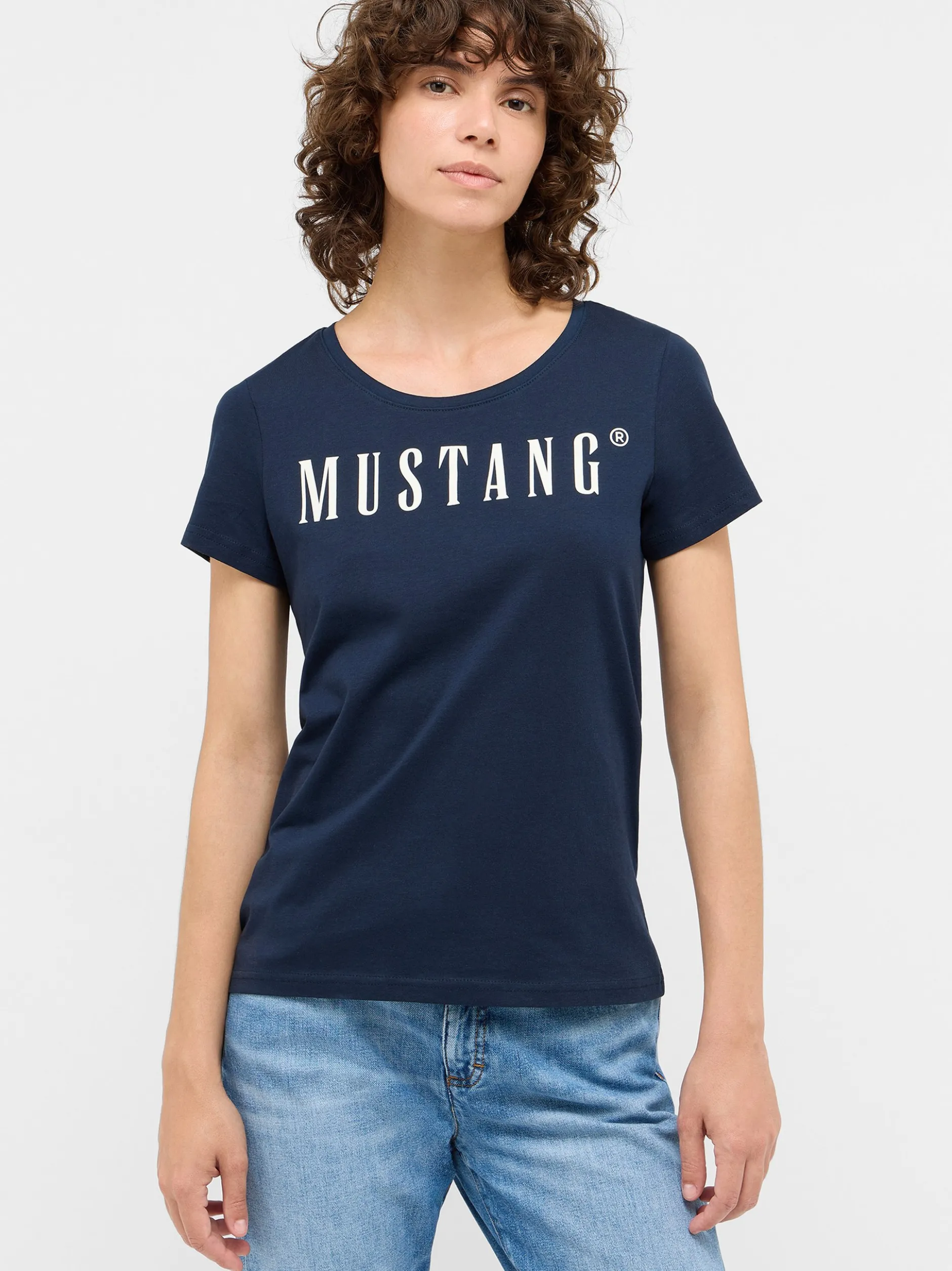 Mustang Damen T-Shirt in marine - Ausschnitt: Rundhals