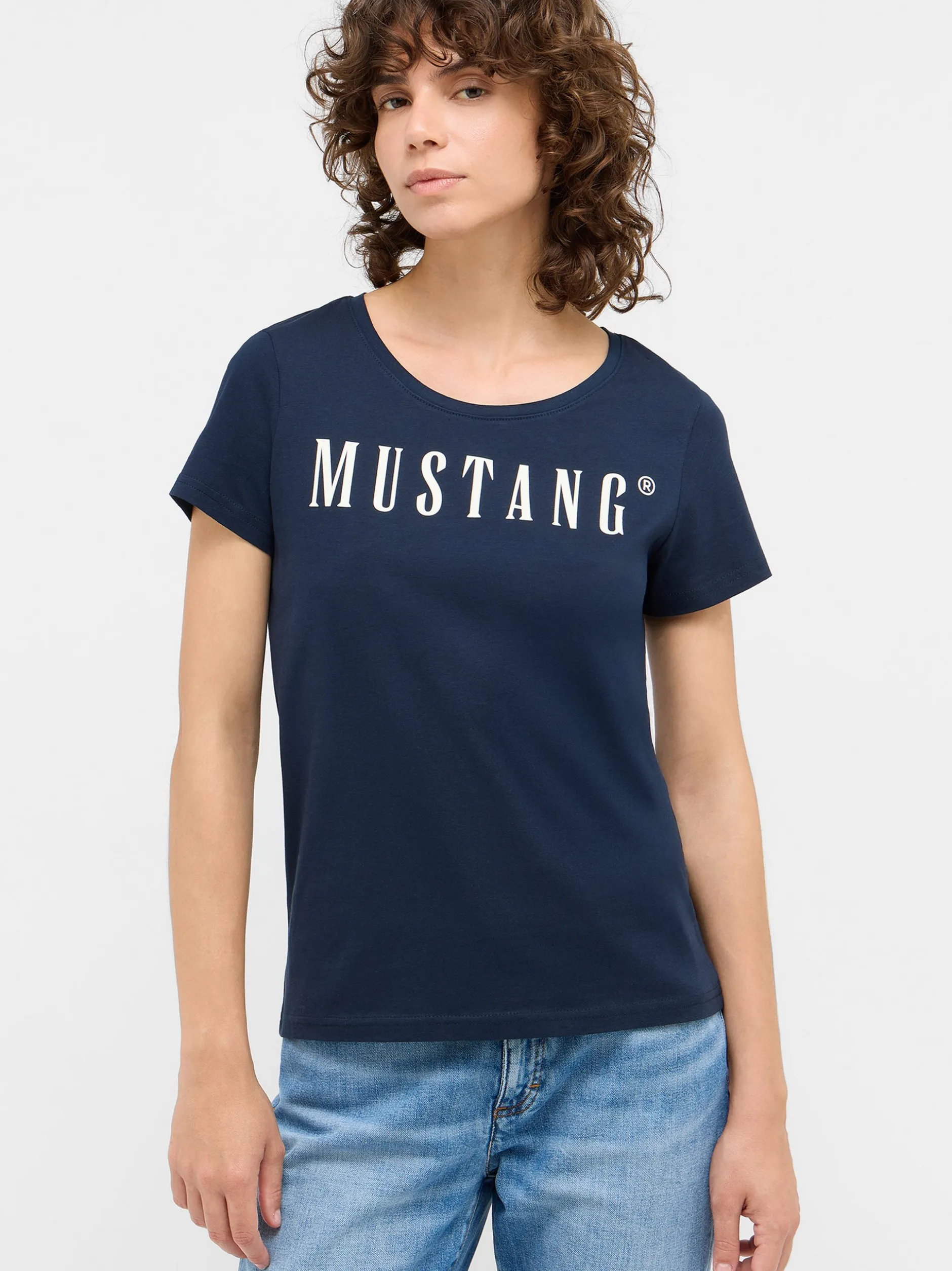 Mustang Damen T-Shirt in marine - Ausschnitt: Rundhals