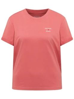 Mustang Damen T-Shirt in rosa - Ausschnitt: Rundhals