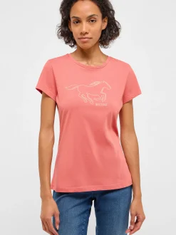 Mustang Damen T-Shirt in rosa - Ausschnitt: Rundhals