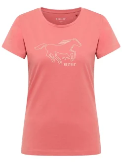 Mustang Damen T-Shirt in rosa - Ausschnitt: Rundhals