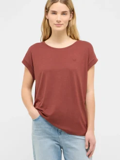Mustang Damen T-Shirt in rot - Ausschnitt: Rundhals