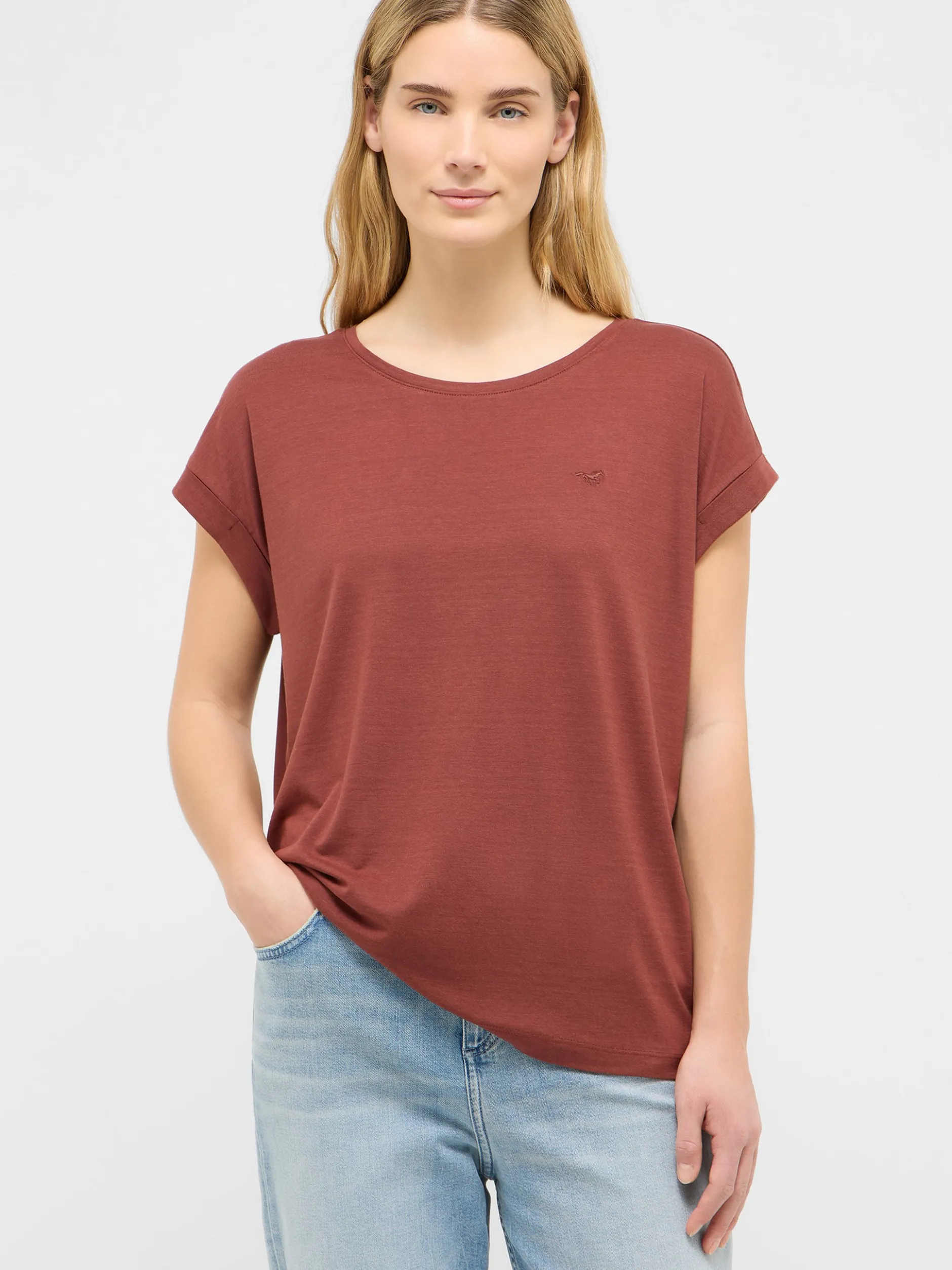 Mustang Damen T-Shirt in rot - Ausschnitt: Rundhals