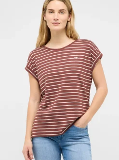 Mustang Damen T-Shirt in rot mehrfarbig - Ärmel: Halbarm