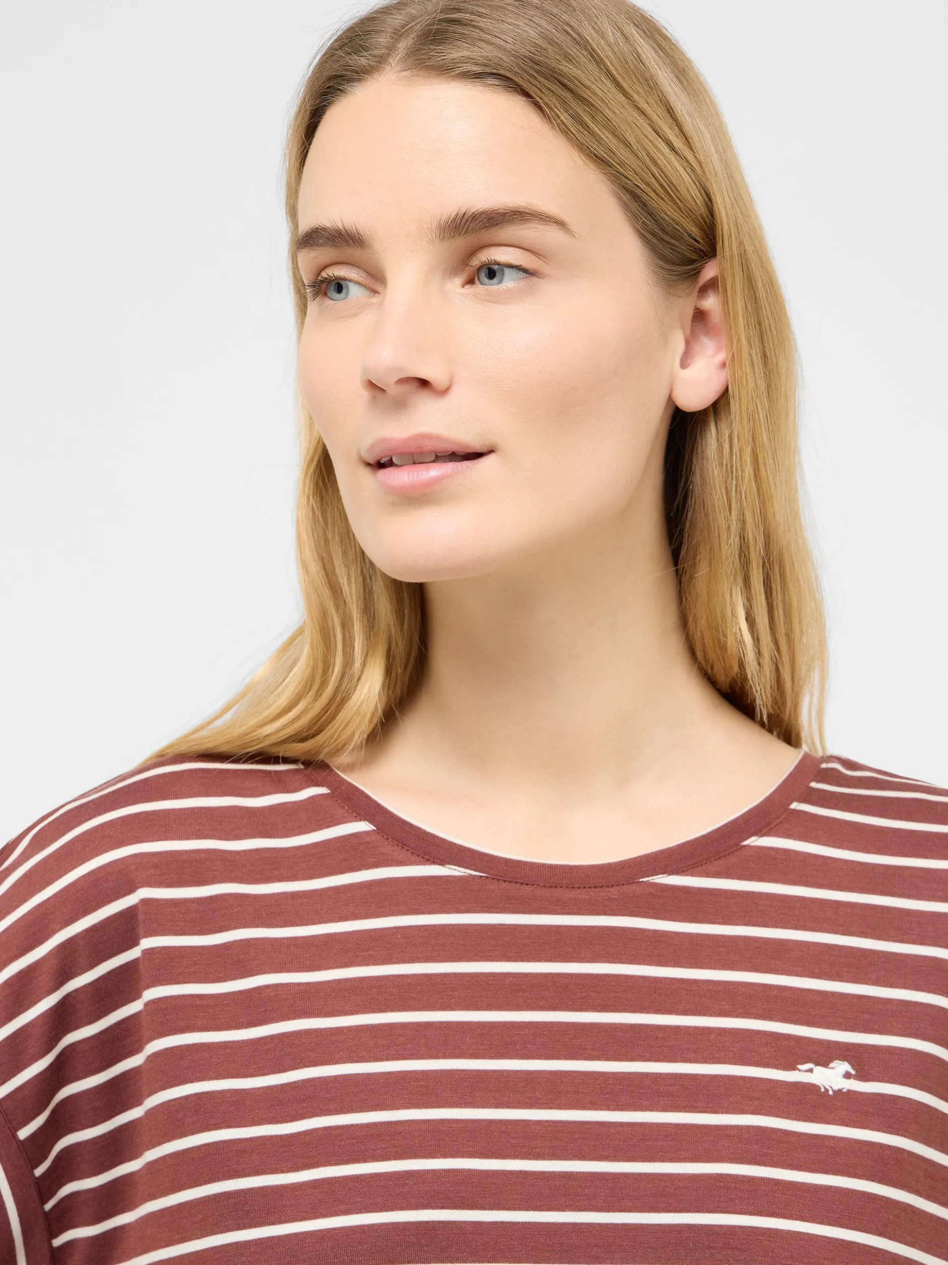 Mustang Damen T-Shirt in rot mehrfarbig - Ärmel: Halbarm