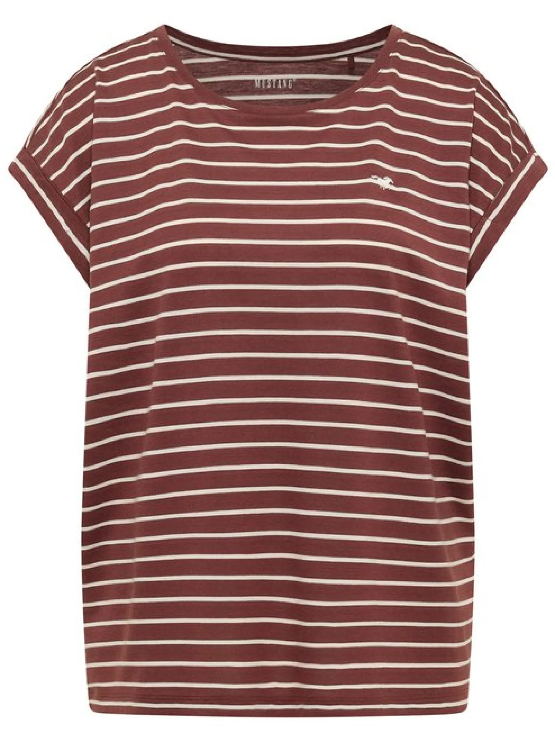 Mustang Damen T-Shirt in rot mehrfarbig - Ärmel: Halbarm