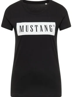 Mustang Damen T-Shirt in schwarz - Ausschnitt: Rundhals
