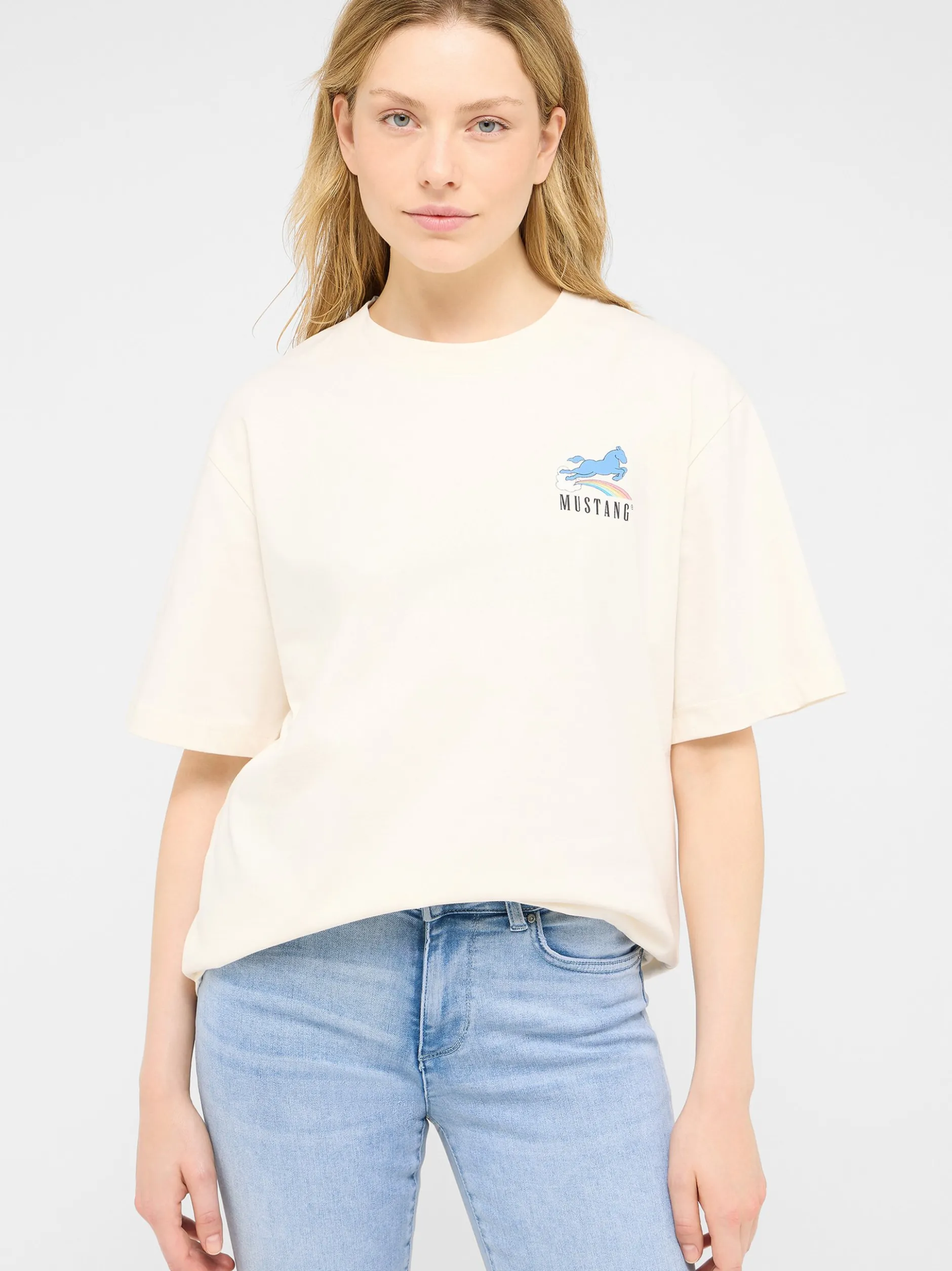 Mustang Damen T-Shirt in weiß - Ausschnitt: Rundhals