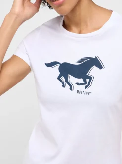 Mustang Damen T-Shirt in weiß - Ausschnitt: Rundhals