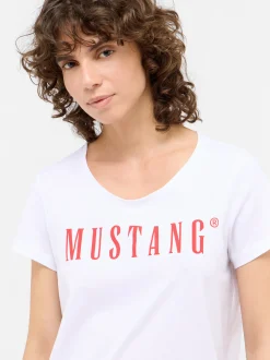 Mustang Damen T-Shirt in weiß - Ausschnitt: Rundhals