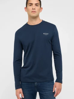 Mustang Herren Langarmshirt in blau - Ärmel: langarm