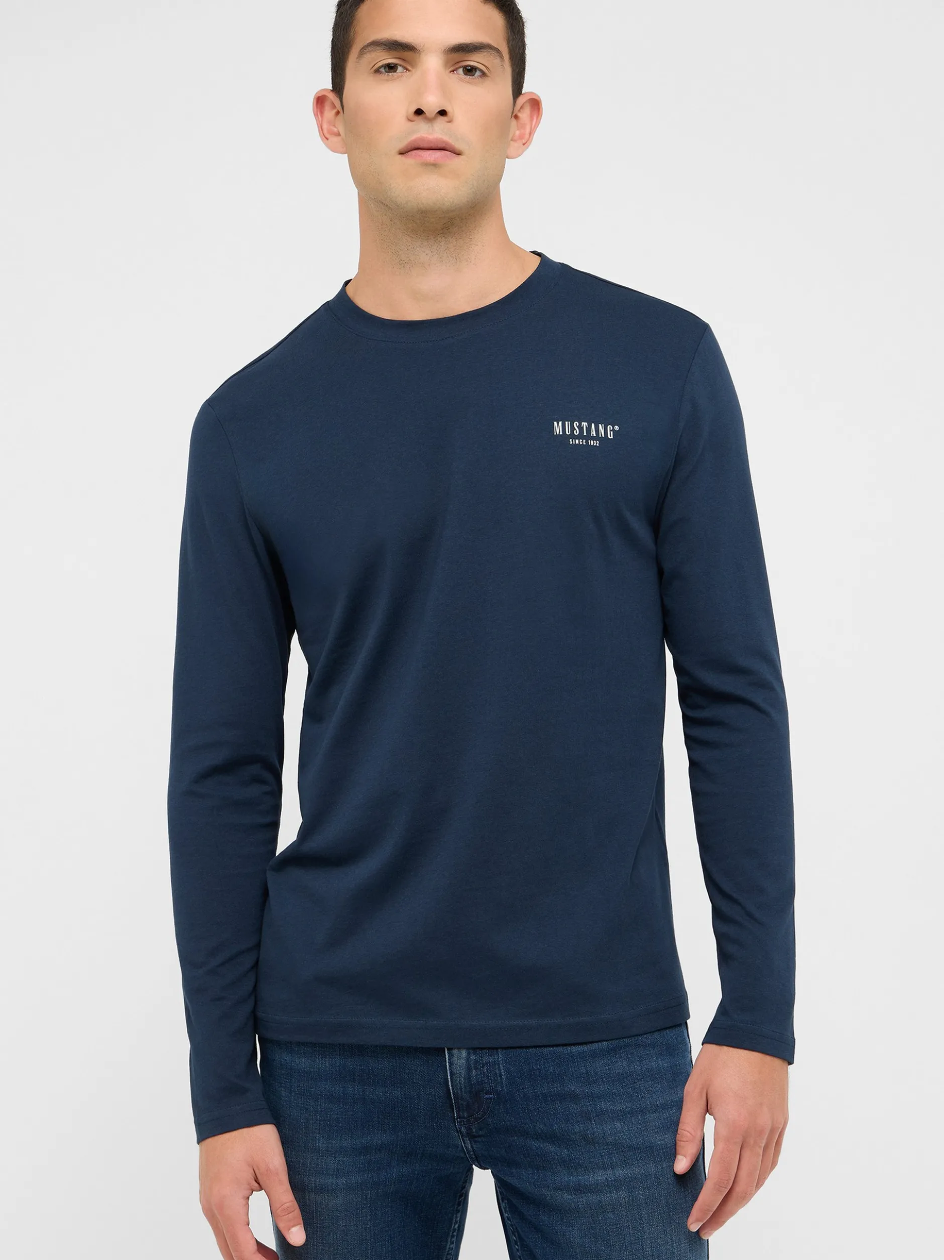Mustang Herren Langarmshirt in blau - Ärmel: langarm
