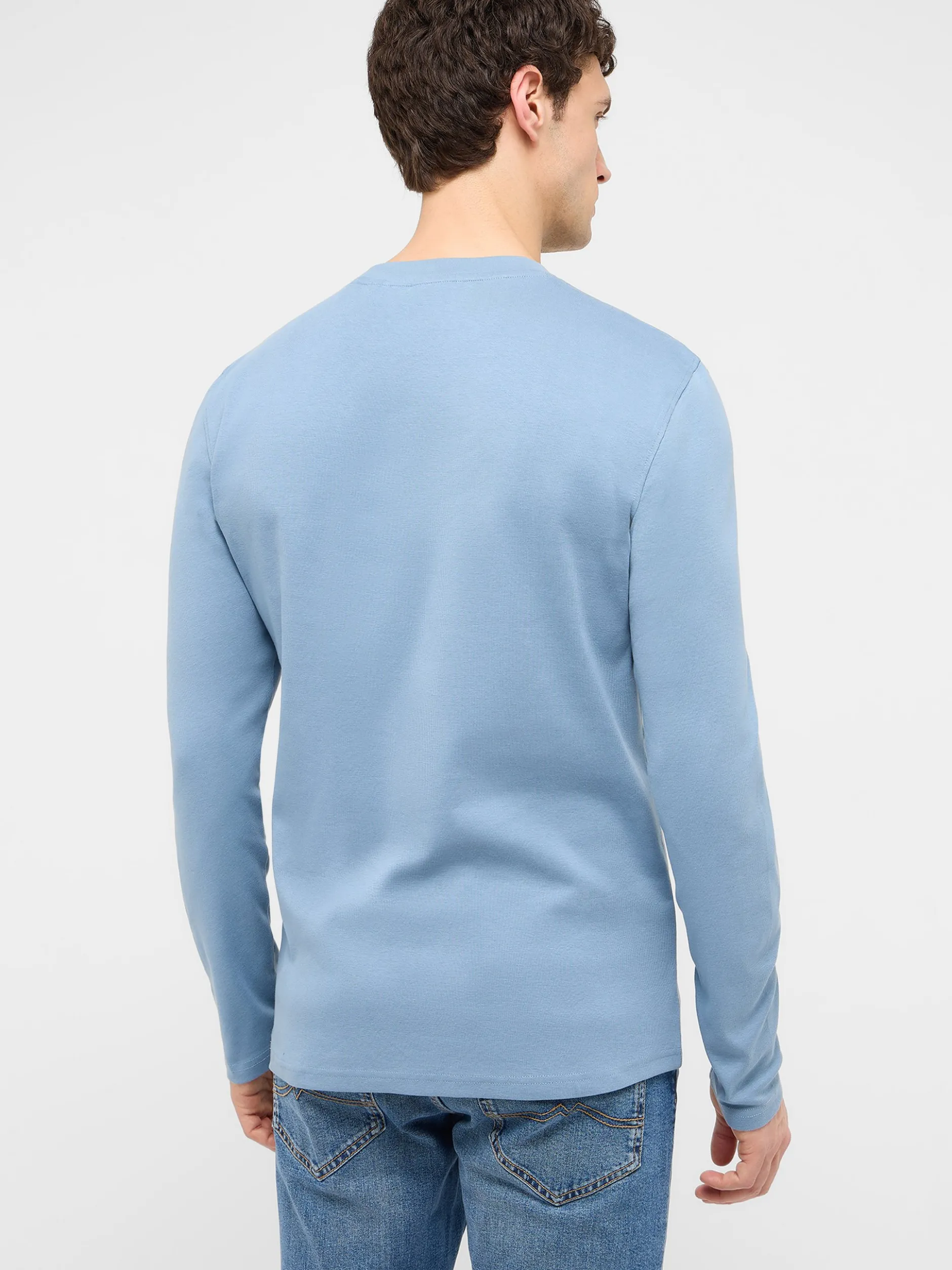 Mustang Herren Langarmshirt in hellblau - Ärmel: langarm