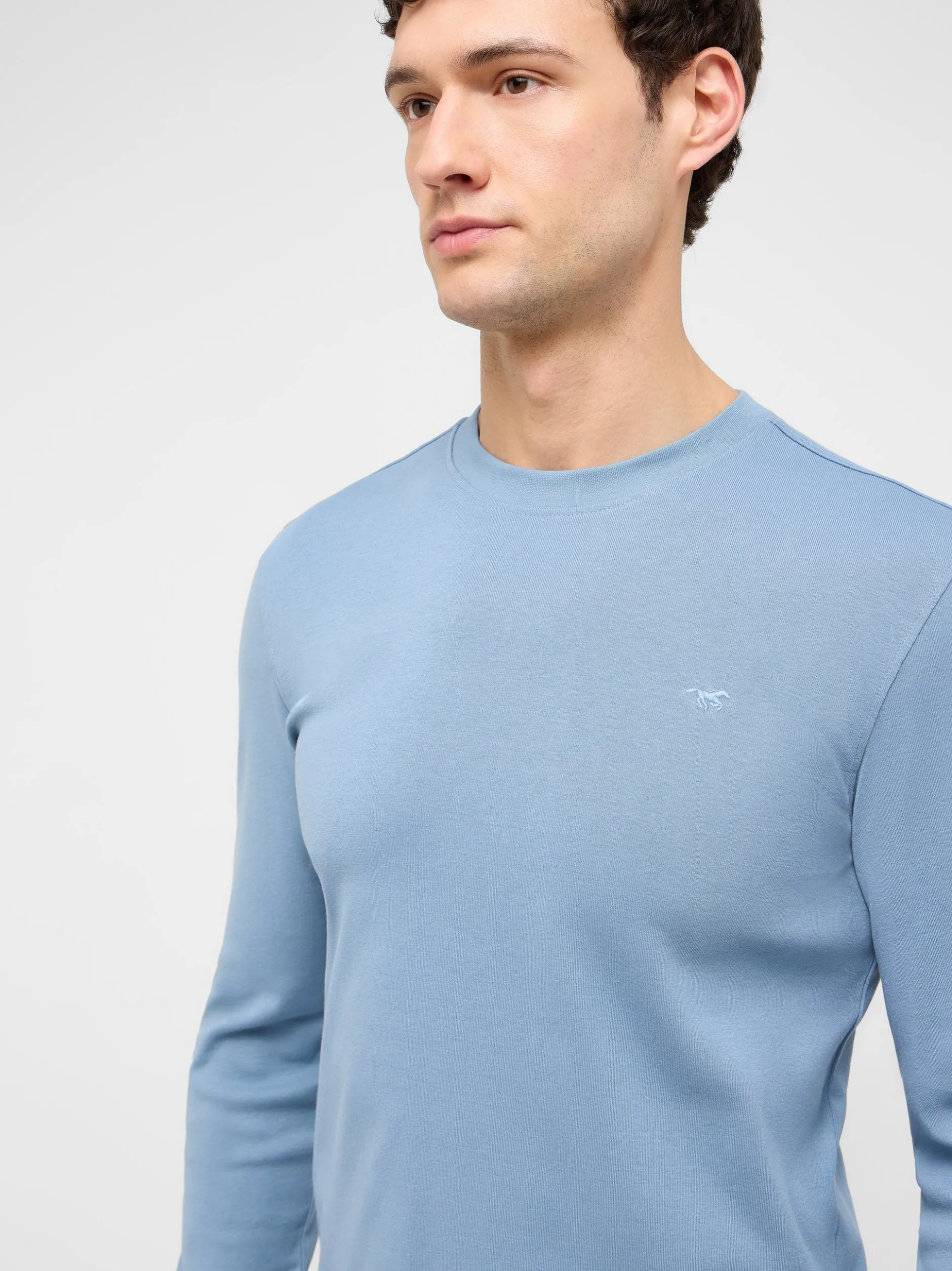 Mustang Herren Langarmshirt in hellblau - Ärmel: langarm