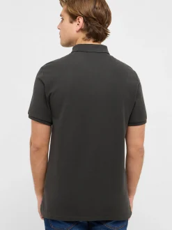 Mustang Herren Polo in anthrazit - Ausschnitt: Henley