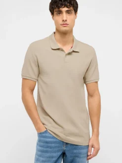 Mustang Herren Polo in beige - Ausschnitt: Henley
