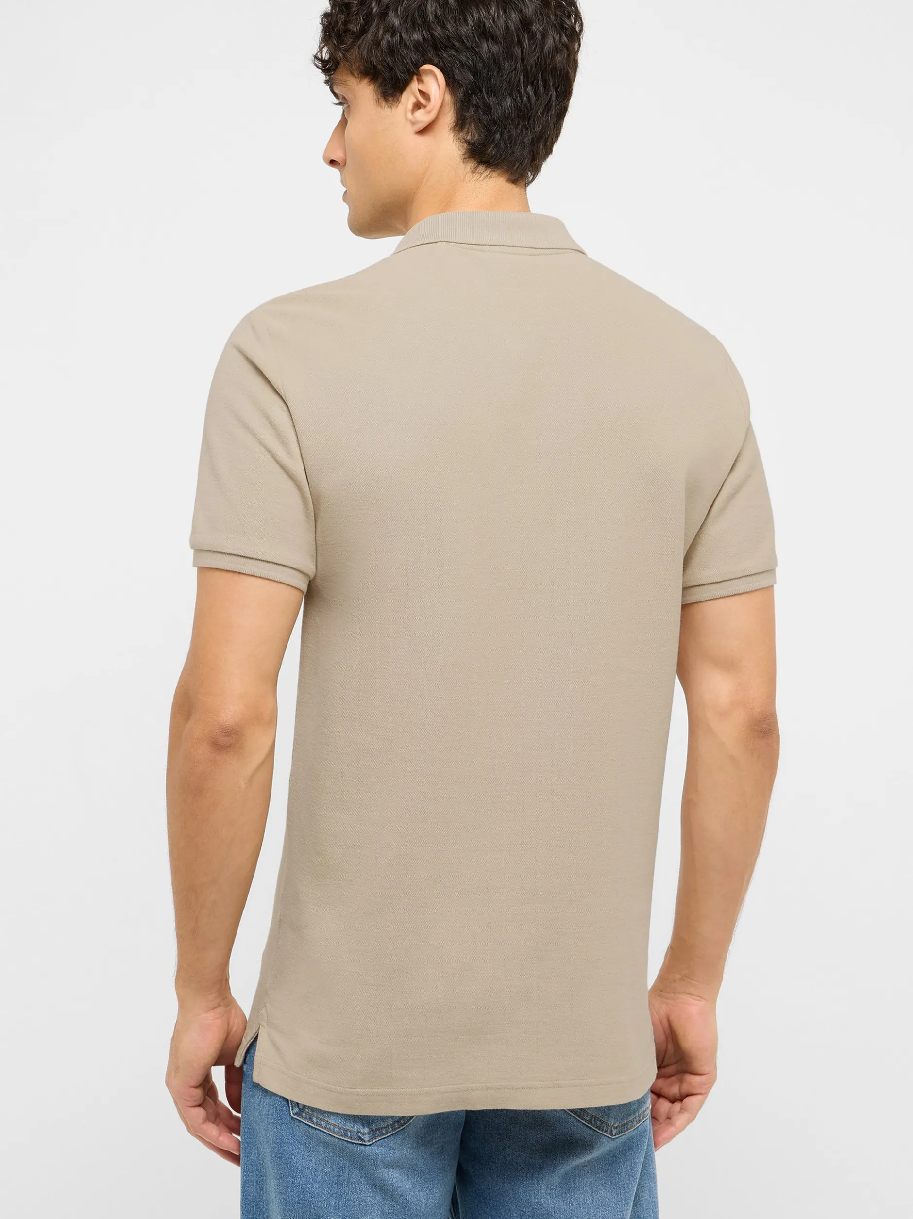 Mustang Herren Polo in beige - Ausschnitt: Henley