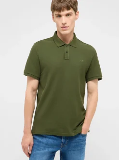 Mustang Herren Polo in grün - Ausschnitt: Henley