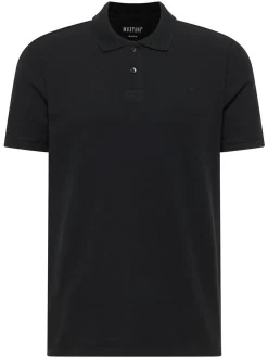 Mustang Herren Polo in schwarz - Ausschnitt: Rundhals