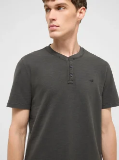 Mustang Herren T-Shirt in anthrazit - Ausschnitt: Henley