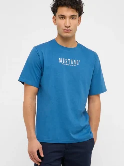 Mustang Herren T-Shirt in aqua - Ausschnitt: Rundhals
