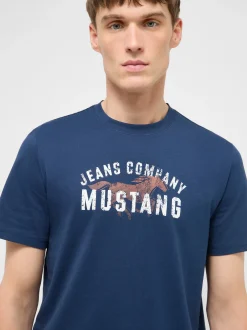 Mustang Herren T-Shirt in blau - Ausschnitt: Rundhals