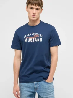 Mustang Herren T-Shirt in blau - Ausschnitt: Rundhals