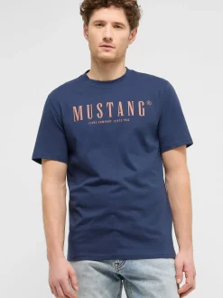 Mustang Herren T-Shirt in blau - Ausschnitt: Rundhals