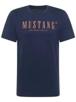 Mustang Herren T-Shirt in blau - Ausschnitt: Rundhals