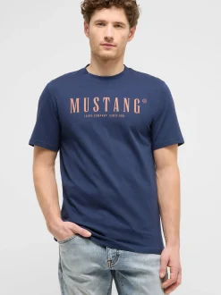 Mustang Herren T-Shirt in blau - Ausschnitt: Rundhals