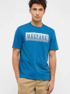 Mustang Herren T-Shirt in blau - Ausschnitt: Rundhals