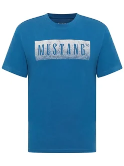 Mustang Herren T-Shirt in blau - Ausschnitt: Rundhals